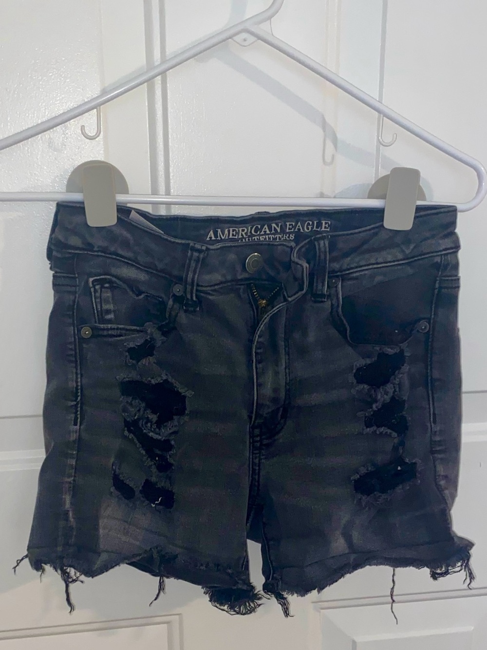 American Eagle Outfitters Black Distressed Kids Shorts